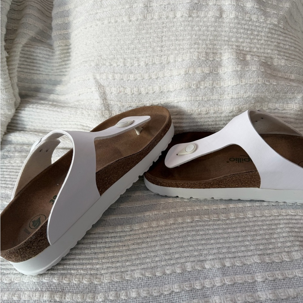 Papillio by Birkenstock white thong sandals. Size 39